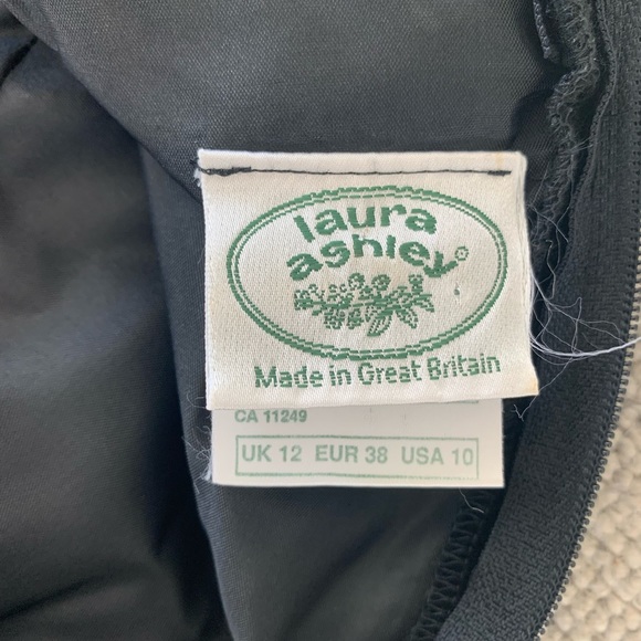 Vintage 80s Laura Ashley Taffeta Velvet Midi Dress  UK 12 Modern Size 8-10 - Picture 13 of 16